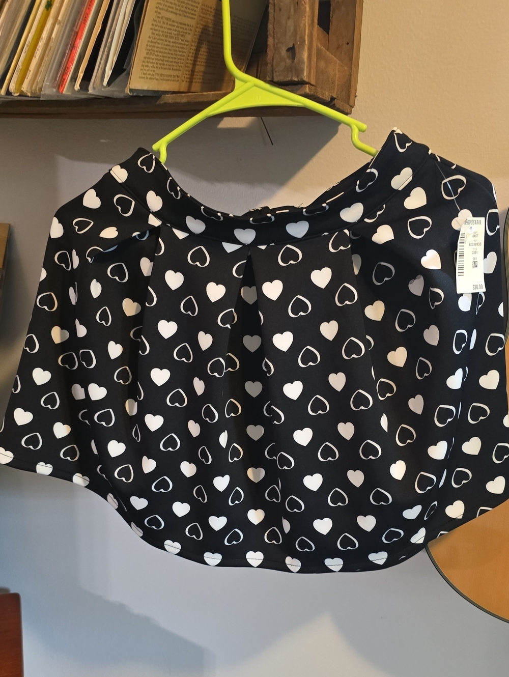 AERO X BETHANY MOTA Black Skirt with White Heart Print